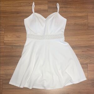 Alya White Pleated Mini Dress Spaghetti Strap